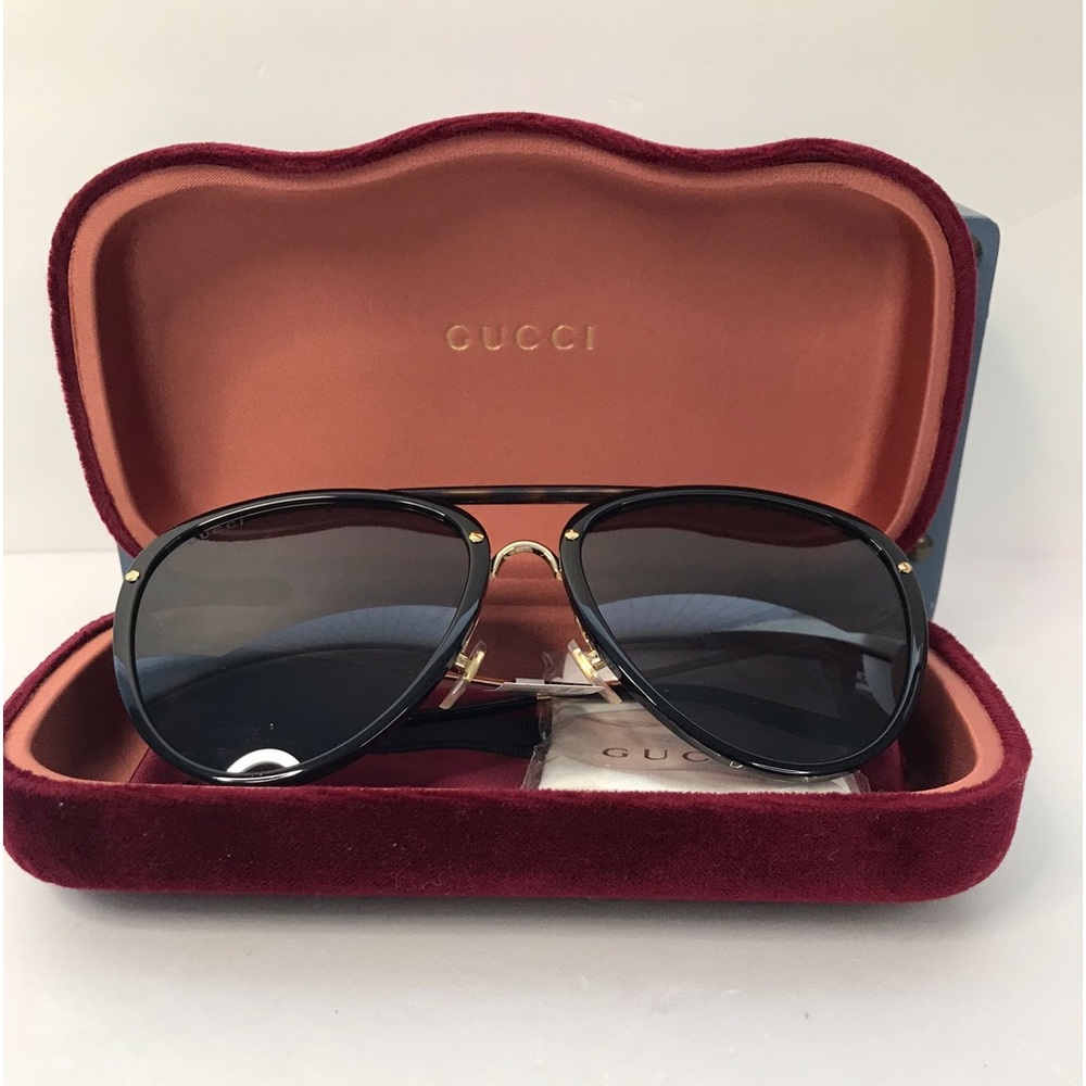 New- 💯 Authentic Gucci GG0672S Women's Aviator Sunglasses, Black/Grey - Picture 10 of 16